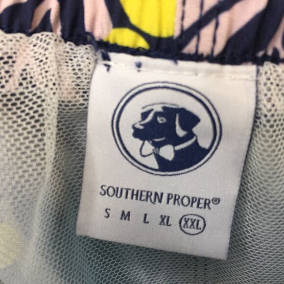 NWT Southern Proper Swim Trunks Shorts XXL Palms Lined Mens 2XL Navy  Hawaiian - Picture 11 of 12